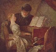 Jean-Honore Fragonard Die Musikstunde painting